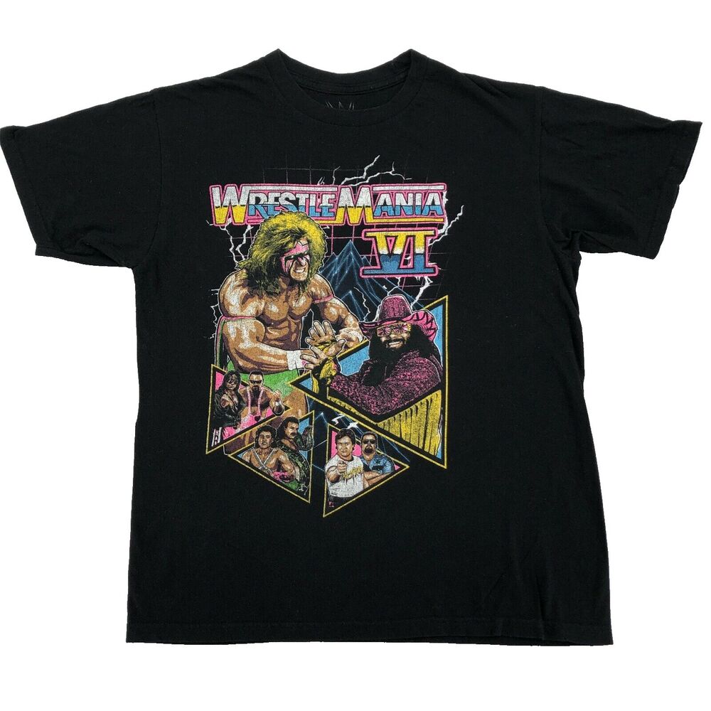 Wrestlemania Shirt Mens M Black Ultimate Warrior Macho Man WWF WWE 80s 90s